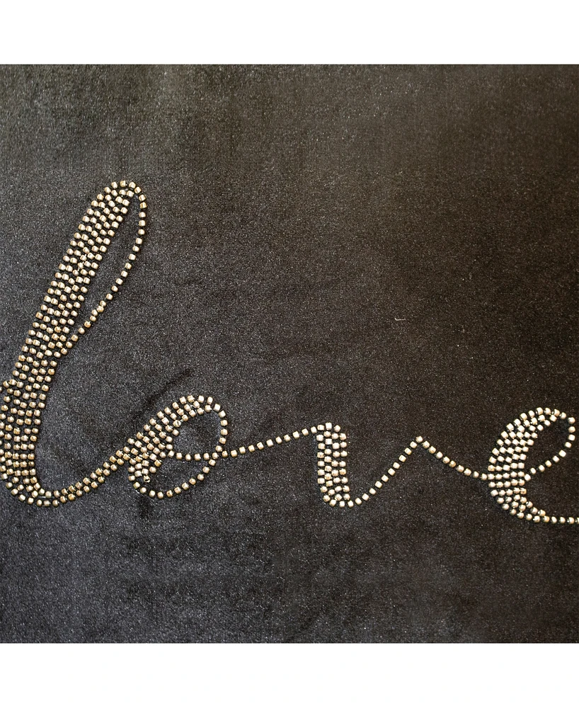 Edie@Home Celebrations Beaded Love Lumbar Decorative Pillow, 12" x 18"