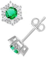 Sapphire (5/8 ct. t.w.) & Diamond (1/10 Stud Earrings 14k White Gold (Also Emerald Ruby)