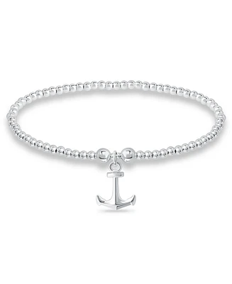 Bead Anchor Charm Bracelet in Silver Plate