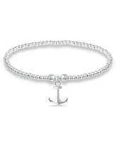 Bead Anchor Charm Bracelet in Silver Plate