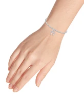 Bead Bow Charm Bracelet in Silver Plate