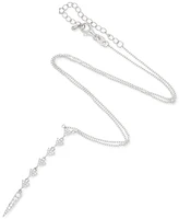 Cubic Zirconia Triangle Lariat Necklace in Sterling Silver, 16" + 2" extender