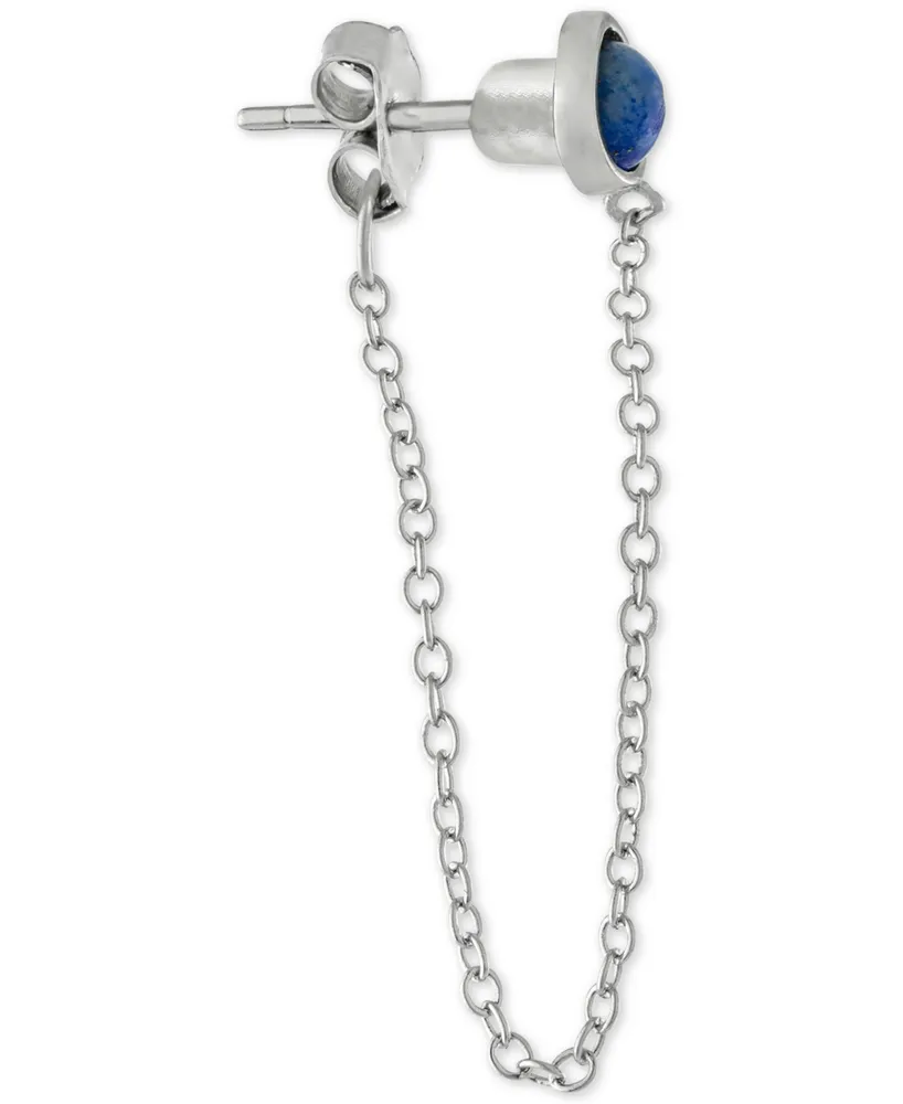 Giani Bernini Lapis Front & Back Chain Drop Earrings in Sterling Silver, Created for Macy's