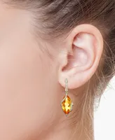 Effy Citrine & Diamond Drop Earrings 14k Gold (Also available Pink Amethyst, Green Amethyst and London Blue Topaz)