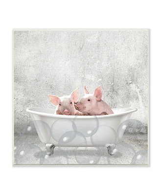 Stupell Industries Baby Piglets Bath Time Cute Animal Design Wall Plaque Art, 12" x 12"