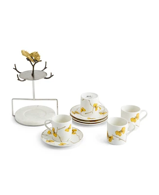 Butterfly Ginkgo 9 Piece Demitasse Cups and Stand Set