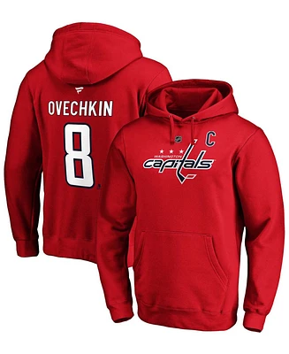 Men's Alexander Ovechkin Red Washington Capitals Authentic Stack Player Name and Number Pullover Hoodie