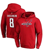 Men's Alexander Ovechkin Red Washington Capitals Authentic Stack Player Name and Number Pullover Hoodie