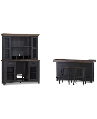 Peighton 5-Piece Bar Set (Back bar and hutch, bar and two stools)