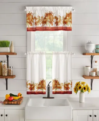Elrene Home Fashions Autumn Pumpkin Grove Fall Kitchen Tiers and Valance 3-Piece Set