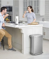 simplehuman 45 Liter Rectangular Liner Rim Steel Kitchen Trash Can with Liner Pocket