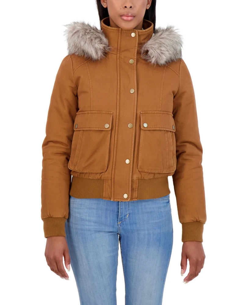 Sebby Juniors' Cotton Faux Fur Trimmed Bomber Jacket