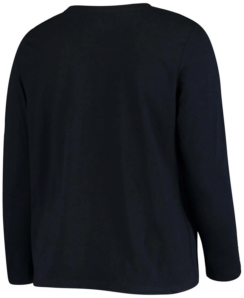 Women's Plus Size College Navy Seattle Seahawks Primary Logo Long Sleeve T-shirt