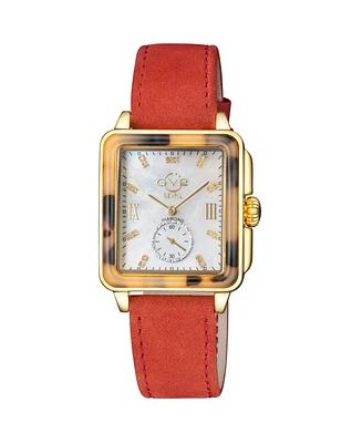 GV2 Women's Bari Tortoise Red Leather Swiss Quartz Strap Watch 34 mm