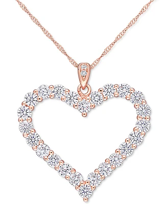 Lab-Grown Moissanite Heart 18" Pendant Necklace (2-2/5 ct. t.w.) in 18k Rose Gold-Plated Sterling Silver