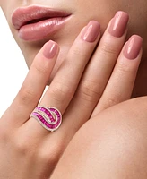 Effy Ruby (3-1/4 ct. t.w.) & Diamond (5/8 ct. t.w.) Swirl Statement Ring in 14k Rose Gold