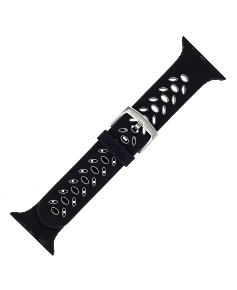 WITHit Black and Grey Silicone Sport Band designed for Apple Watch 42mm (Series 10) & 38/40/41mm
