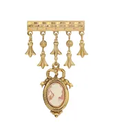 2028 Gold-Tone Cameo Drop Barpin