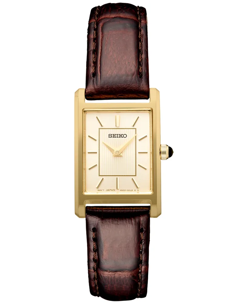 Seiko Women's Essentials Brown Leather Strap Watch 19mm