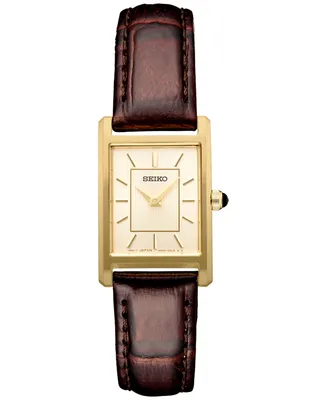 Seiko Women's Essentials Brown Leather Strap Watch 19mm