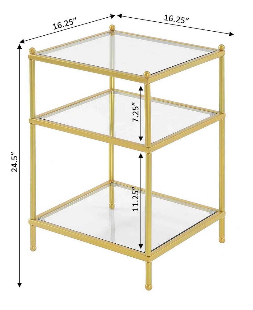 Convenience Concepts 16.25" Glass Royal Crest 3 Tier End Table