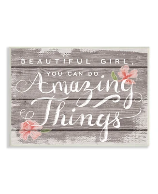 Stupell Industries Beautiful Girl Inspirational Kids Flower Word Design Wall Plaque Art