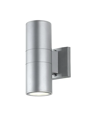 Duo 2-Light Modern Midcentury Cylinder Outdoor Integrated Led Sconce with Uplight