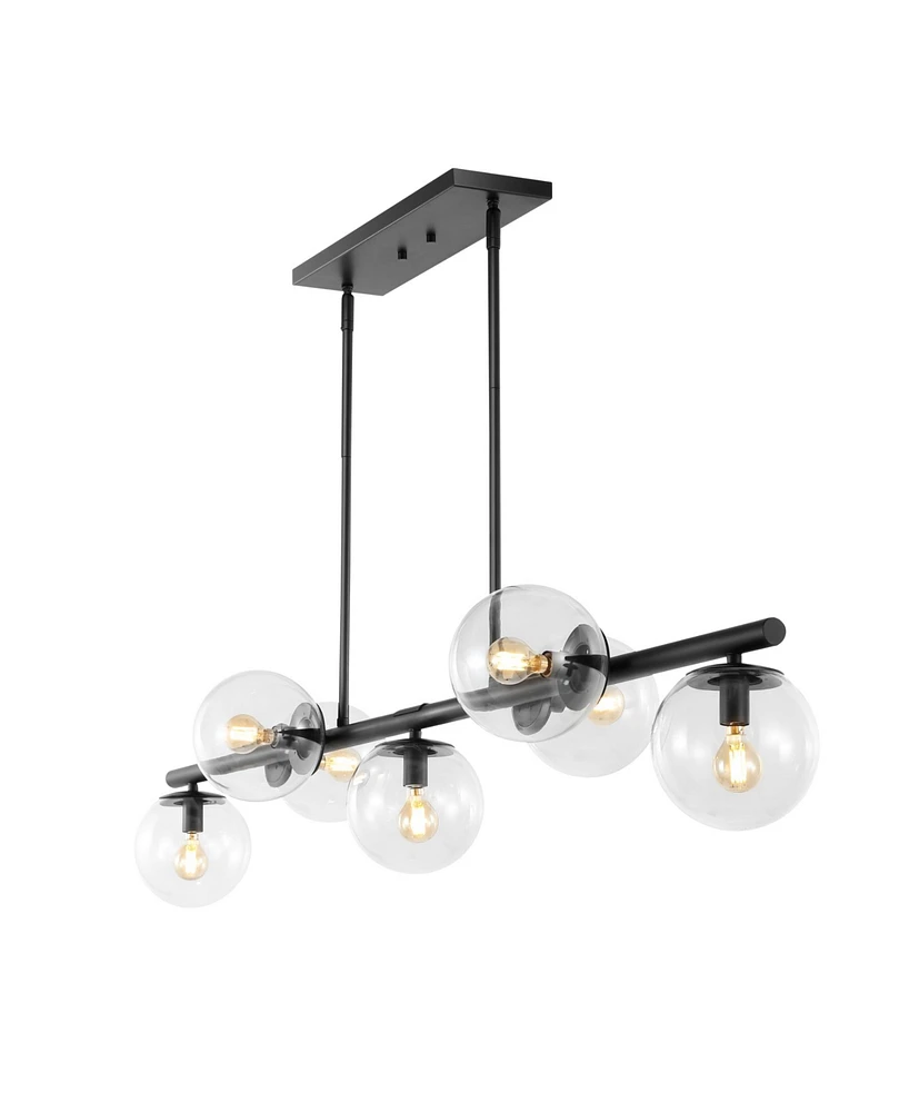 Luca Parisian 7-Light Modern Glam Iron Globe Linear Led Pendant