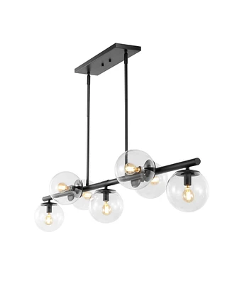 Luca Parisian 7-Light Modern Glam Iron Globe Linear Led Pendant