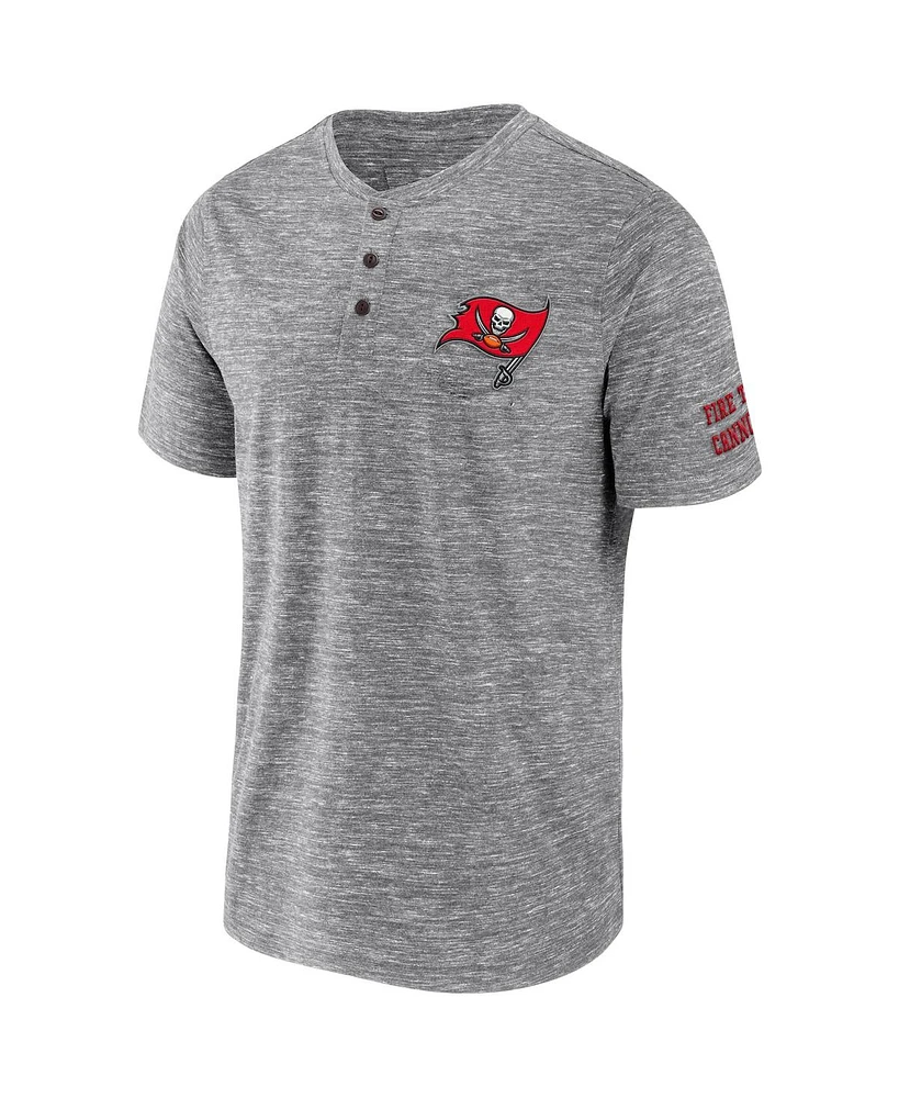 Men's Nfl x Darius Rucker Collection by Fanatics Heather Gray Tampa Bay Buccaneers Slub Henley T-shirt