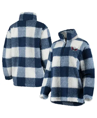Women's G-iii 4Her by Carl Banks Navy, White Washington Capitals Plaid Sherpa Quarter-Zip Jacket