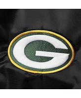 Men's Starter Black Green Bay Packers Locker Room Satin Varsity Full-Snap Jacket