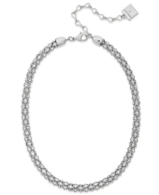 Anne Klein Silver-Tone Pave Accent Tubular Collar Necklace