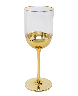 8.52 Oz Wine Glasses with Colored Dipped Bottom, Set of 6