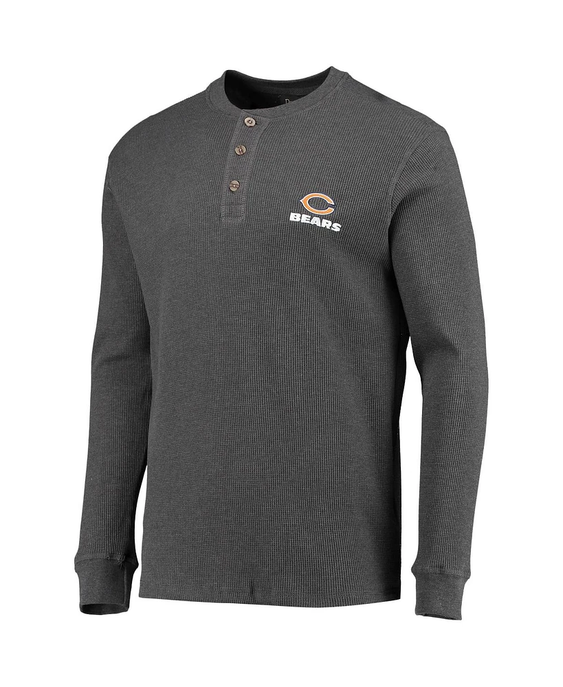 Men's Dunbrooke Heathered Gray Chicago Bears Logo Maverick Thermal Henley Long Sleeve T-shirt