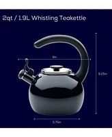 Circulon Enamel on Steel 2-Qt. Whistling Teakettle with Flip-Up Spout