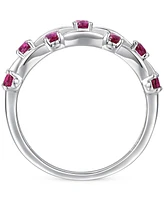 Lab-Grown Sapphire (7/8 ct. t.w.) & Lab-Grown White Sapphire (5/8 ct. t.w.) Multirow Ring in Sterling Silver (Also in Lab-Grown Emerald & Lab-Grown Ru