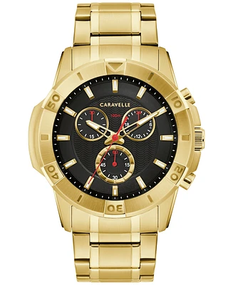 Caravelle designed by Bulova Men's Chronograph Gold Tone Stainless Steel Bracelet Watch 44mm