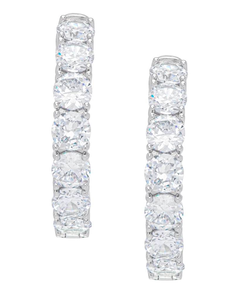 Women's Fine Silver Plated Cubic Zirconia Hoop Earrings