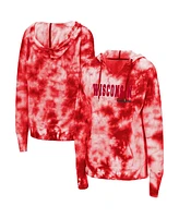 Women's Colosseum Red Wisconsin Badgers Shavonee Tie-Dye Pullover Hoodie