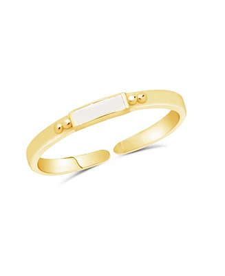 Sterling Forever Sterling Silver Thin Enamel Open Signet Ring