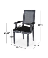 Maria French Country Wood And Cane Upholstered Dining Chair Set, 2 Piece