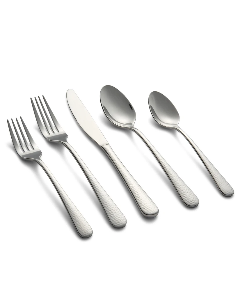 Cambridge Silversmiths Keene Hammered Mirror 20-Piece Flatware Set, Service for 4