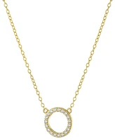 Giani Bernini Cubic Zirconia Circle Pendant Necklace, 16" + 2" extender, Created for Macy's