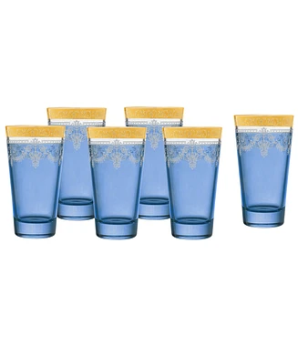 Lorren Home Trends Highball 6 Piece Gold Band Glass Set
