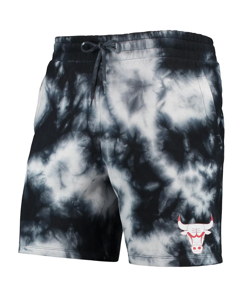 Men's New Era Black Chicago Bulls Fleece Tie-Dye Shorts