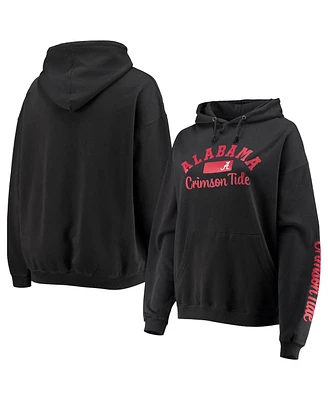 Women's Pressbox Black Alabama Crimson Tide Rock n Roll Super Oversized Pullover Hoodie