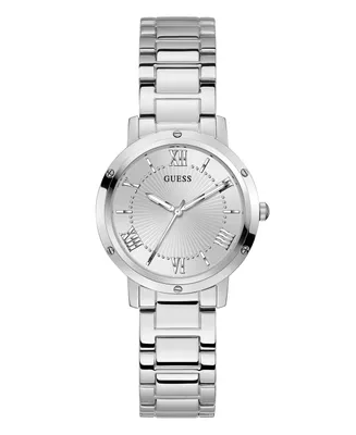 Guess Women's Silver-Tone Stainless Steel Bracelet Watch, 34mm