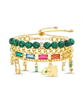kensie Mixed Chain Elephant Star Rainbow Charm Beaded Bracelet Set
