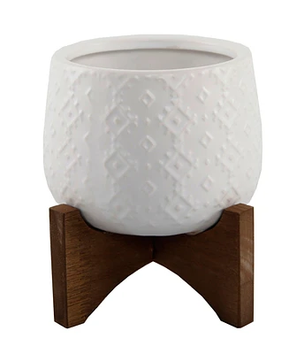 Flora Bunda Indian Ceramic Planter on Stand, 4.75"